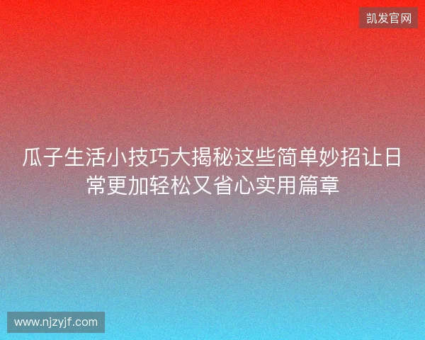 瓜子生活小技巧大揭秘这些简单妙招让日常更加轻松又省心实用篇章